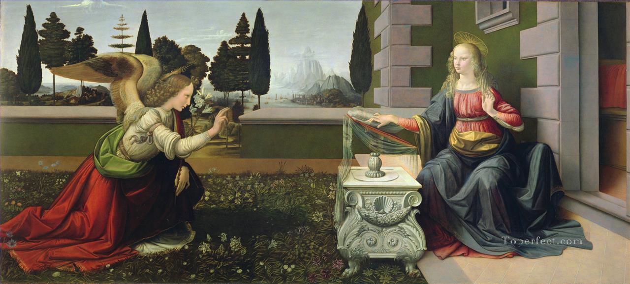 修復後の受胎告知レオナルド・ダ・ヴィンチ油絵